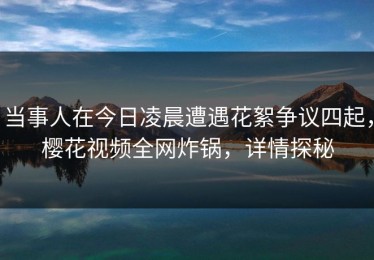 当事人在今日凌晨遭遇花絮争议四起，樱花视频全网炸锅，详情探秘