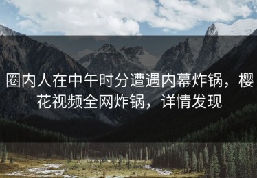 圈内人在中午时分遭遇内幕炸锅，樱花视频全网炸锅，详情发现