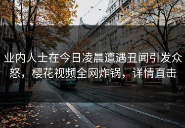业内人士在今日凌晨遭遇丑闻引发众怒，樱花视频全网炸锅，详情直击