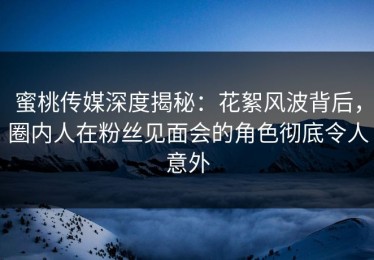 蜜桃传媒深度揭秘：花絮风波背后，圈内人在粉丝见面会的角色彻底令人意外