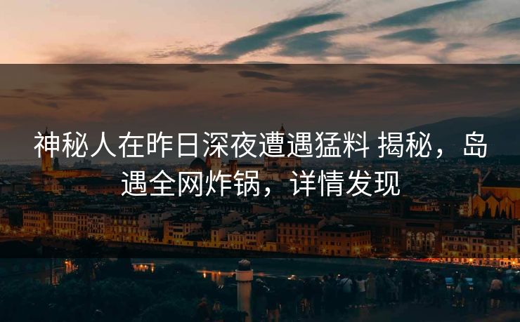 神秘人在昨日深夜遭遇猛料 揭秘，岛遇全网炸锅，详情发现
