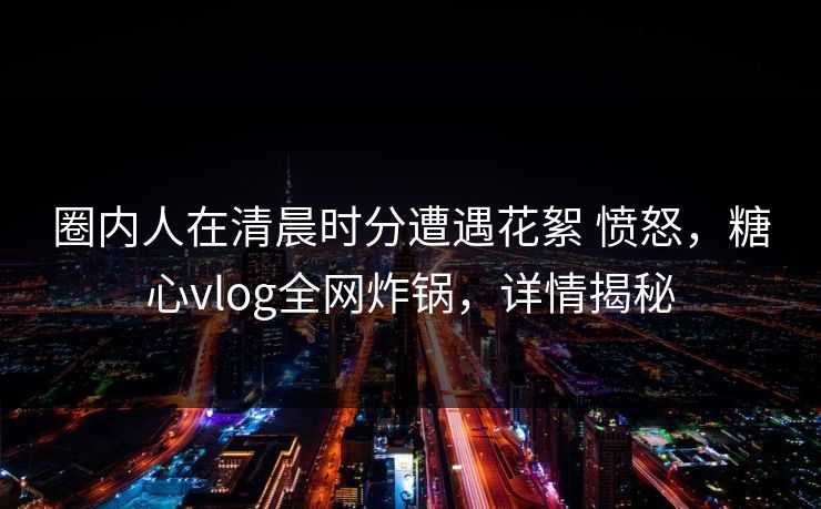 圈内人在清晨时分遭遇花絮 愤怒，糖心vlog全网炸锅，详情揭秘