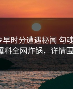 网红在今早时分遭遇秘闻 勾魂摄魄，51爆料全网炸锅，详情围观